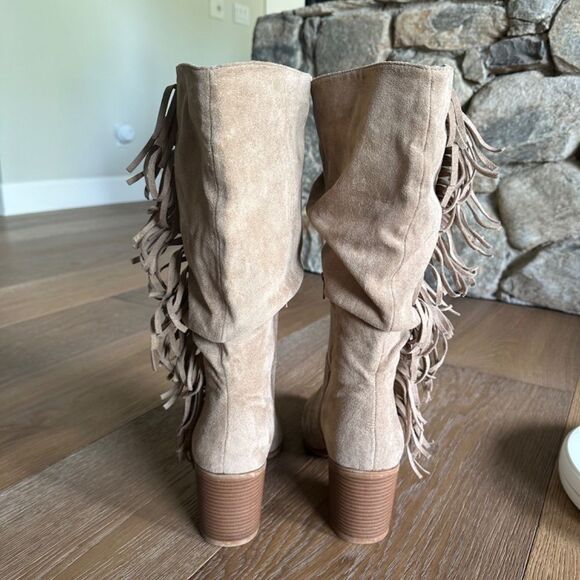 Journee Collection Hartly Fringed Extra Wide Calf Boot In Taupe - Picture 6 of 9